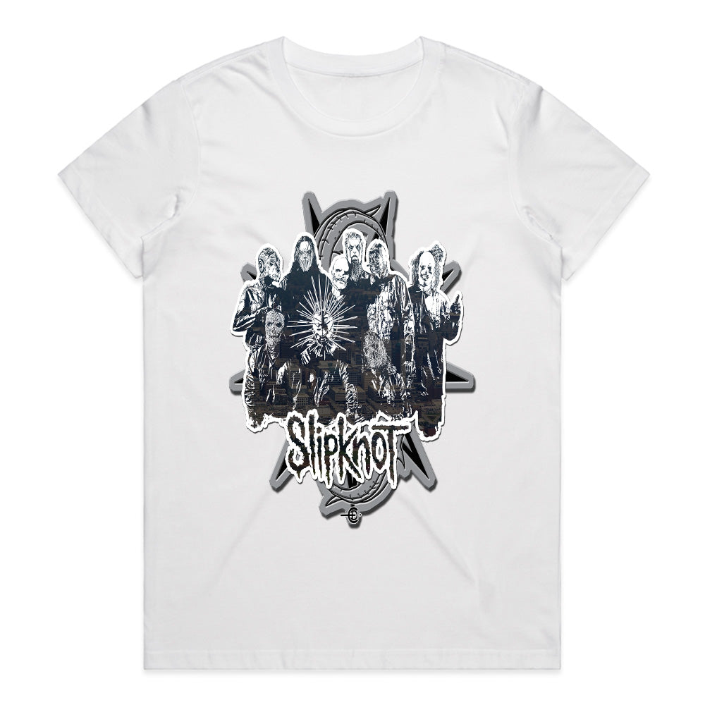 Slipknot Monochrome Band Group T-Shirt – Dark Metal Legacy