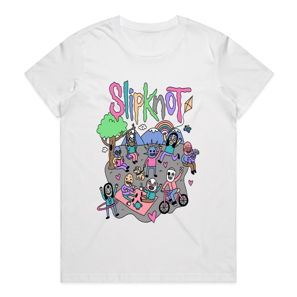 Slipknot Playful Cartoon Parody T-Shirt – Dark Humor Meets Heavy Metal