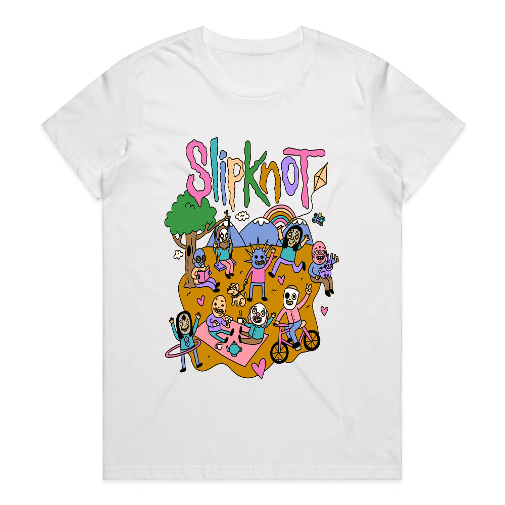 Slipknot Whimsical Cartoon Parody T-Shirt – Dark Humor Meets Metal