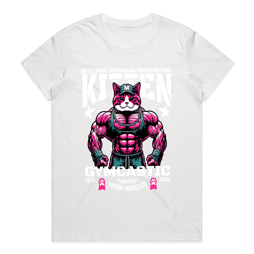 "Kitten Gymcastic" Funny Gym Cat T-Shirt – Purr-fect Meow Muscles