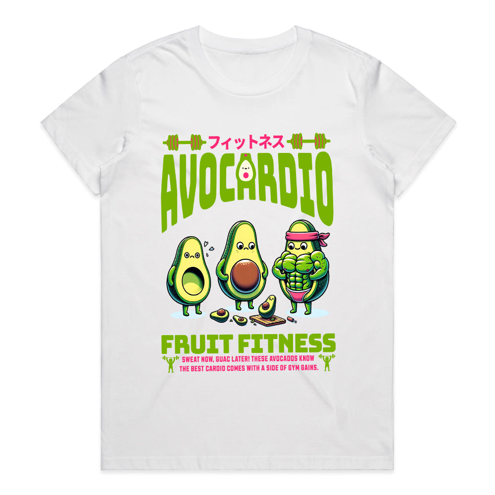 "Avocardio Fruit Fitness" Funny Gym T-Shirt – Sweat Now, Guac Later!