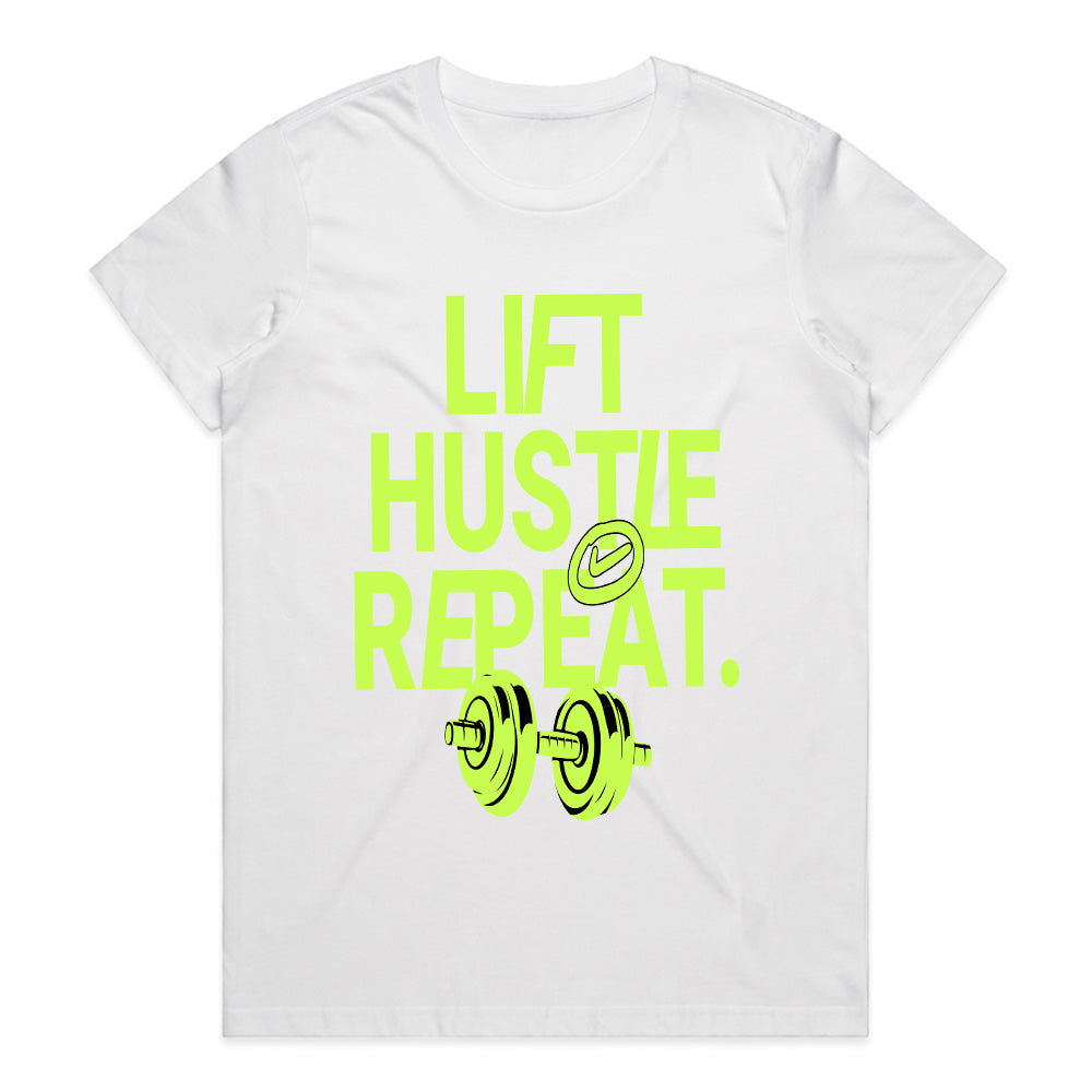 "Lift, Hustle, Repeat" Motivational Gym T-Shirt – No Days Off