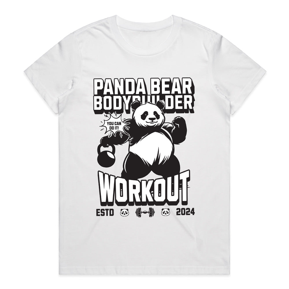 "Panda Bear Bodybuilder Workout" Fun & Motivational Gym T-Shirt