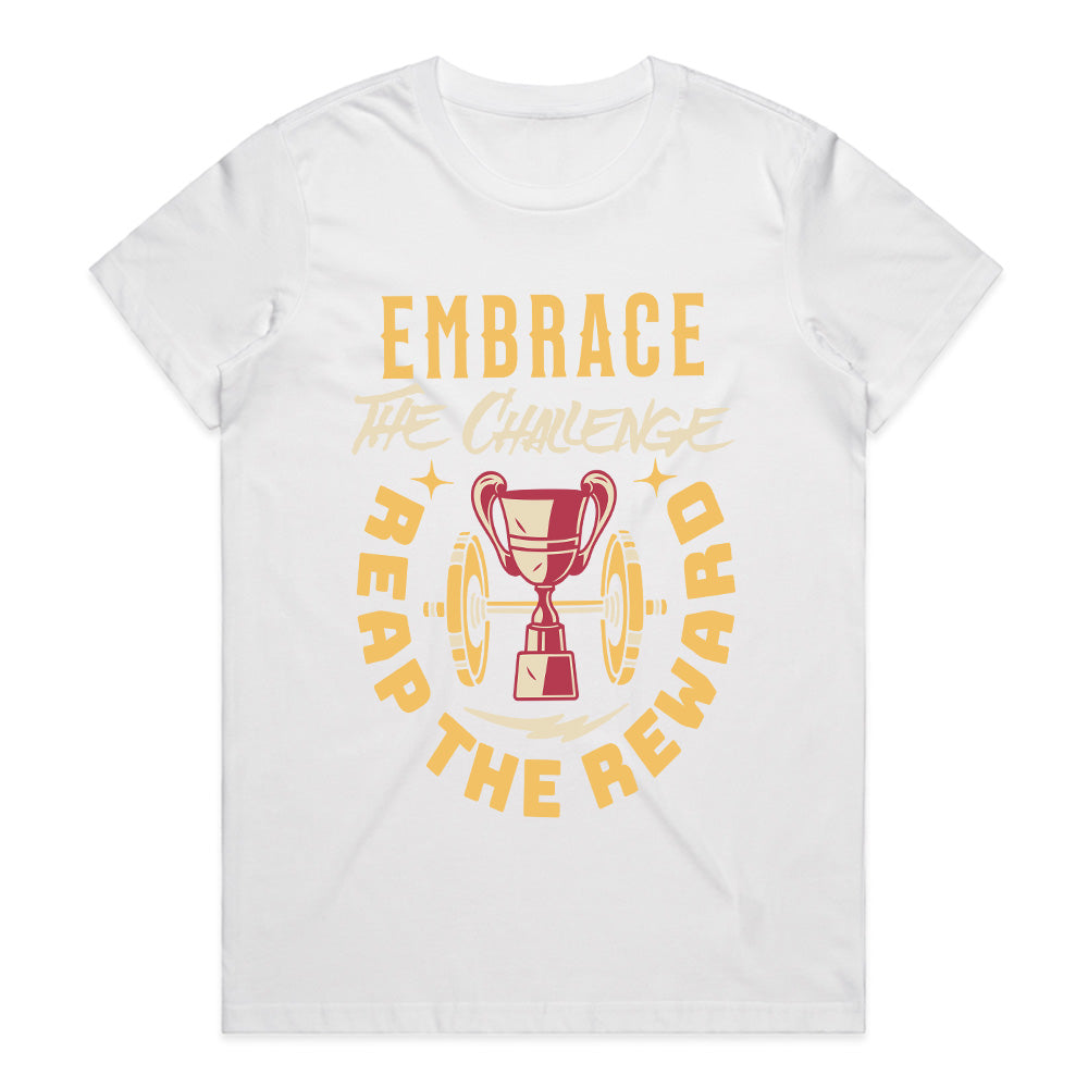 "Embrace the Challenge, Reap the Reward" Gym T-Shirt – Motivation for Champions