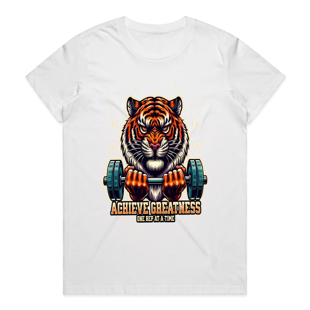 "Achieve Greatness" Tiger Gym T-Shirt – Fierce Motivation for Fitness Warriors