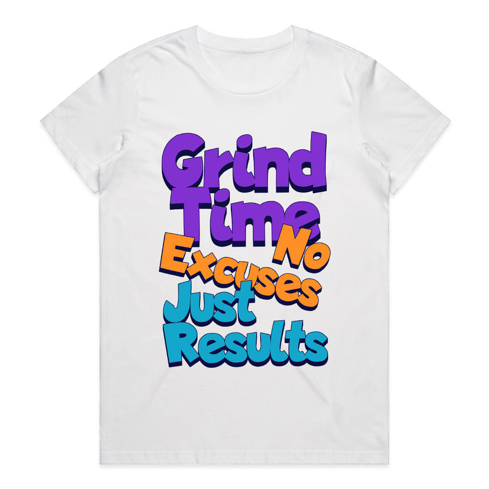 "Grind Time – No Excuses, Just Results" Motivational Gym T-Shirt
