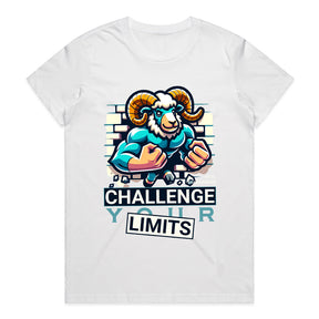 "Challenge Your Limits" Motivational Ram Gym T-Shirt – Break Through Barriers