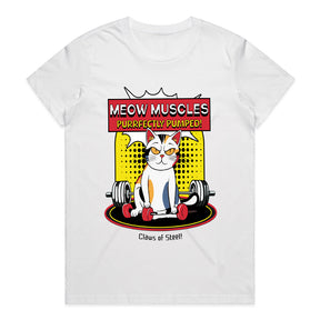 "Meow Muscles" Funny Gym Cat T-Shirt – Purrfectly Pumped!