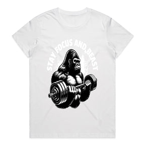 "Stay Focus and Beast" Gorilla Gym T-Shirt – Hardcore Fitness & Bodybuilding Tee