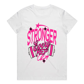 "Stronger Every Rep" Women's Motivational Gym T-Shirt – Lift, Grow, Conquer