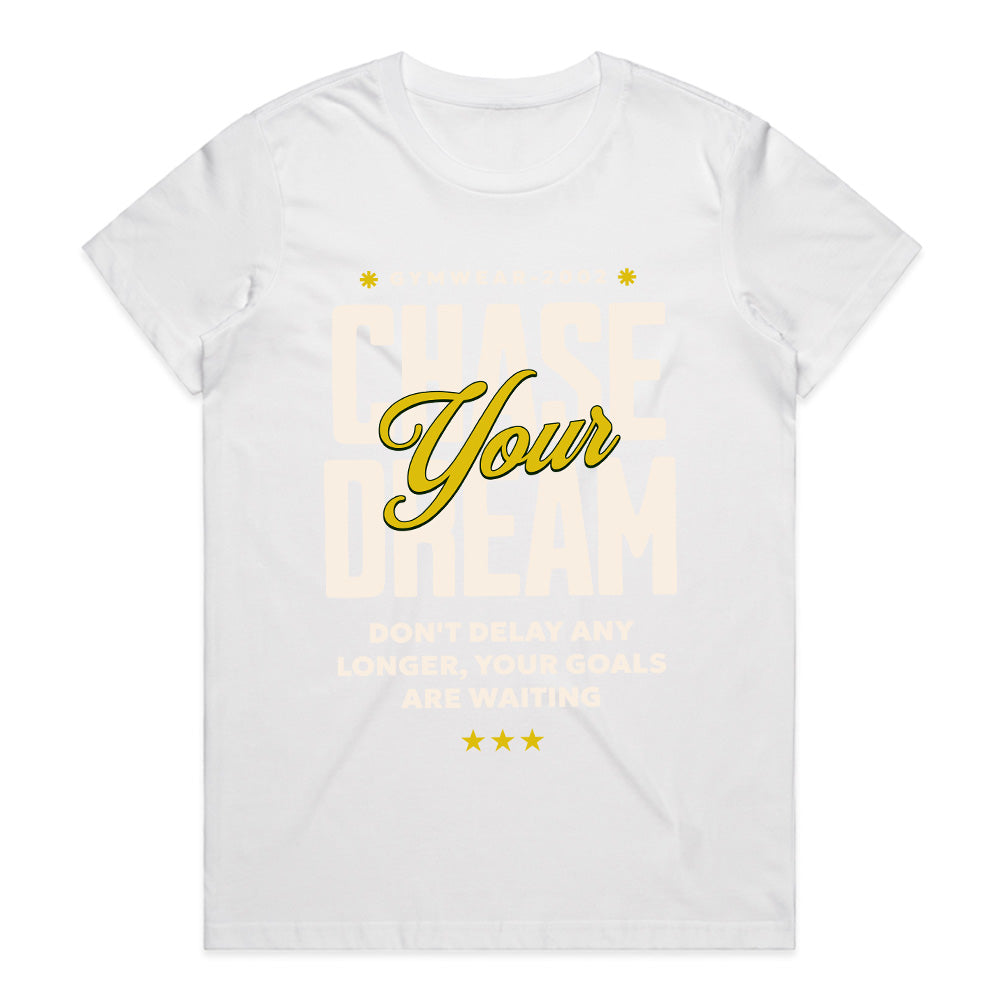"Chase Your Dream" Inspirational Gym T-Shirt – No Limits, No Delays