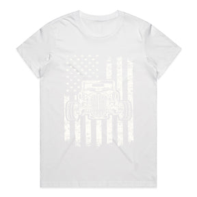 🇺🇸 Vintage USA Flag Hot Rod T-Shirt – Classic American Muscle Car Pride!