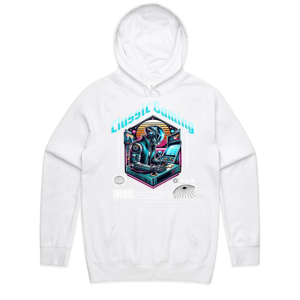 "Classic Gaming Cyberpunk T-Shirt – Futuristic Retro Arcade Design"