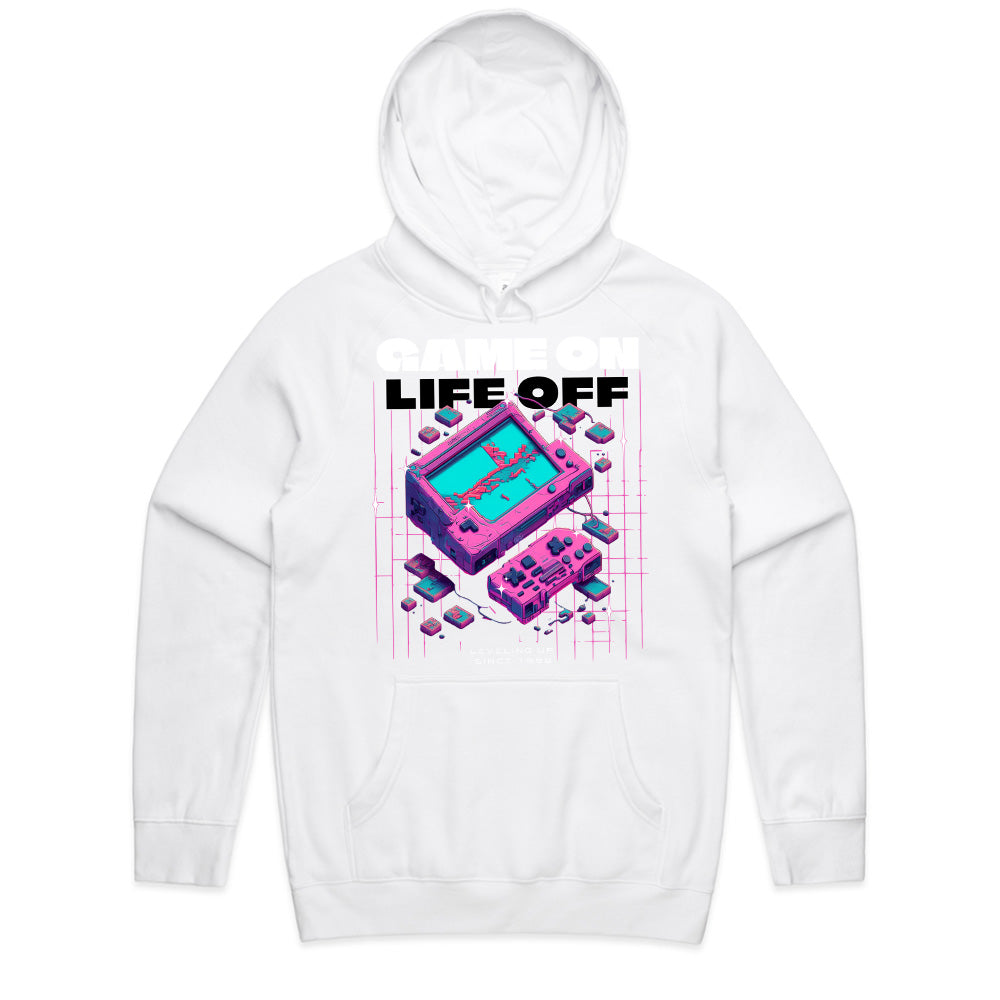 "Game On, Life Off – Retro Cyberpunk Gaming T-Shirt for Gamers"