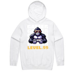 "Level 99 Gamer Gorilla – Pixel Art Retro Gaming T-Shirt"
