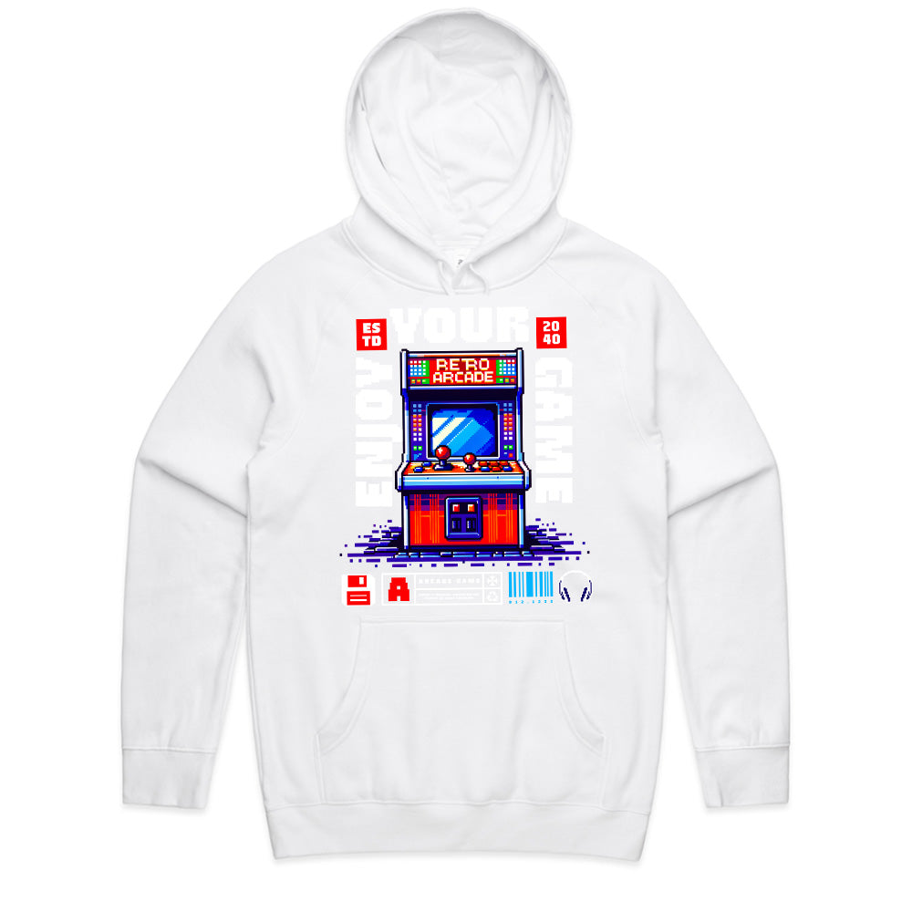 "Enjoy Your Game – Retro Arcade Pixel Art Gaming T-Shirt"