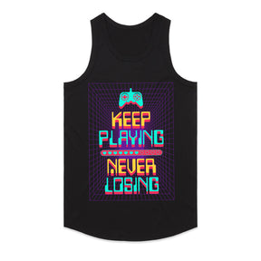 "Keep Playing, Never Losing" Cyber Neon Gaming T-Shirt