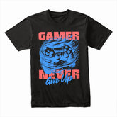 "Gamer Never Give Up" Motivational Gaming T-Shirt – Ultimate Gamer Spirit Tee