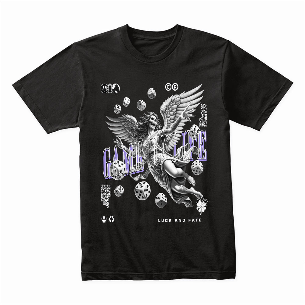 "Game of Life – Gothic Angel & Dice Fate T-Shirt"