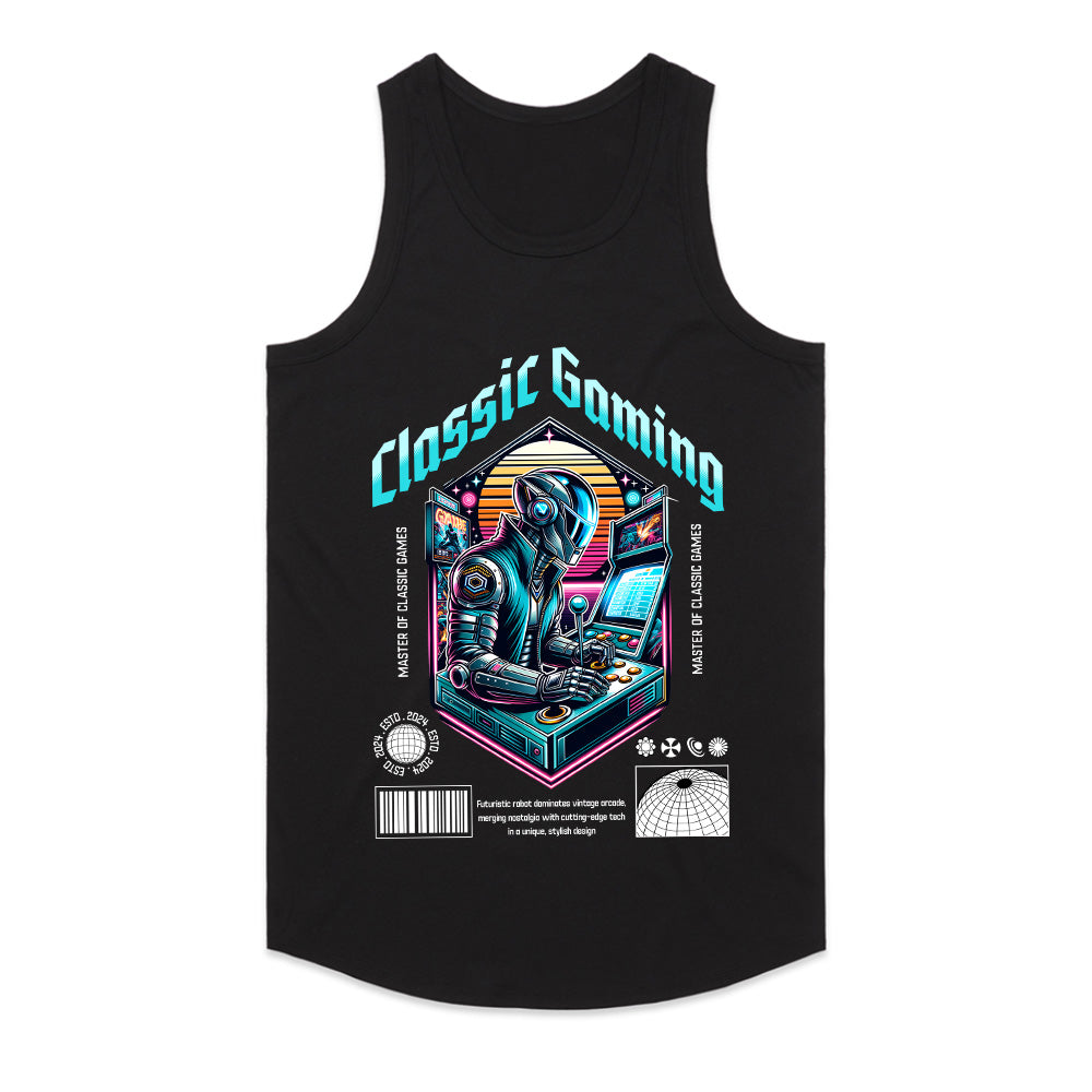 "Classic Gaming Cyberpunk T-Shirt – Futuristic Retro Arcade Design"