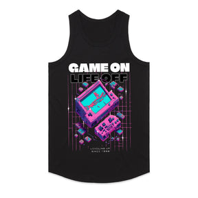 "Game On, Life Off – Retro Cyberpunk Gaming T-Shirt for Gamers"