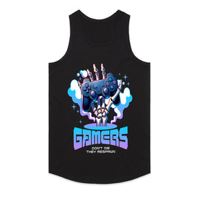 "Gamers Don’t Die, They Respawn – Skeleton Hand Gaming T-Shirt"