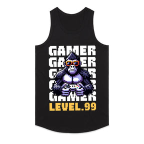 "Level 99 Gamer Gorilla – Pixel Art Retro Gaming T-Shirt"