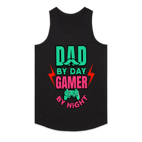 "Dad by Day, Gamer by Night – Funny Gaming T-Shirt for Gamer Dads"