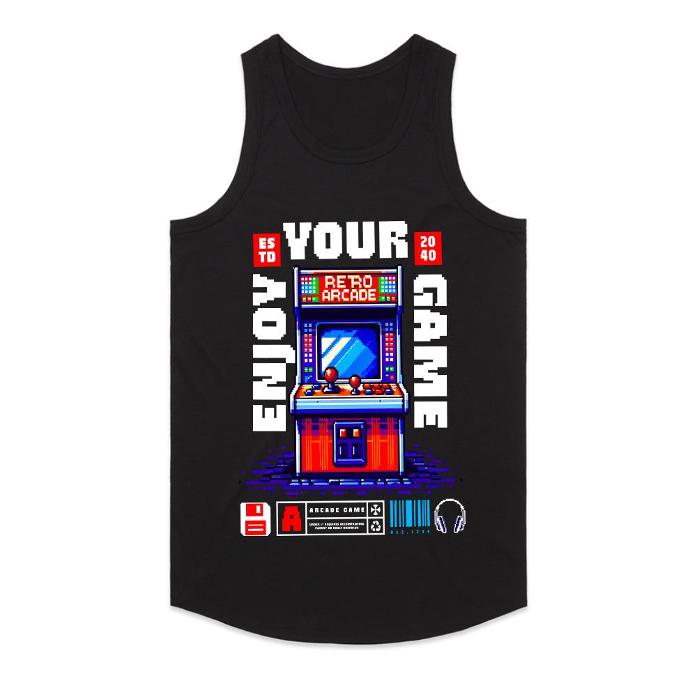 "Enjoy Your Game – Retro Arcade Pixel Art Gaming T-Shirt"