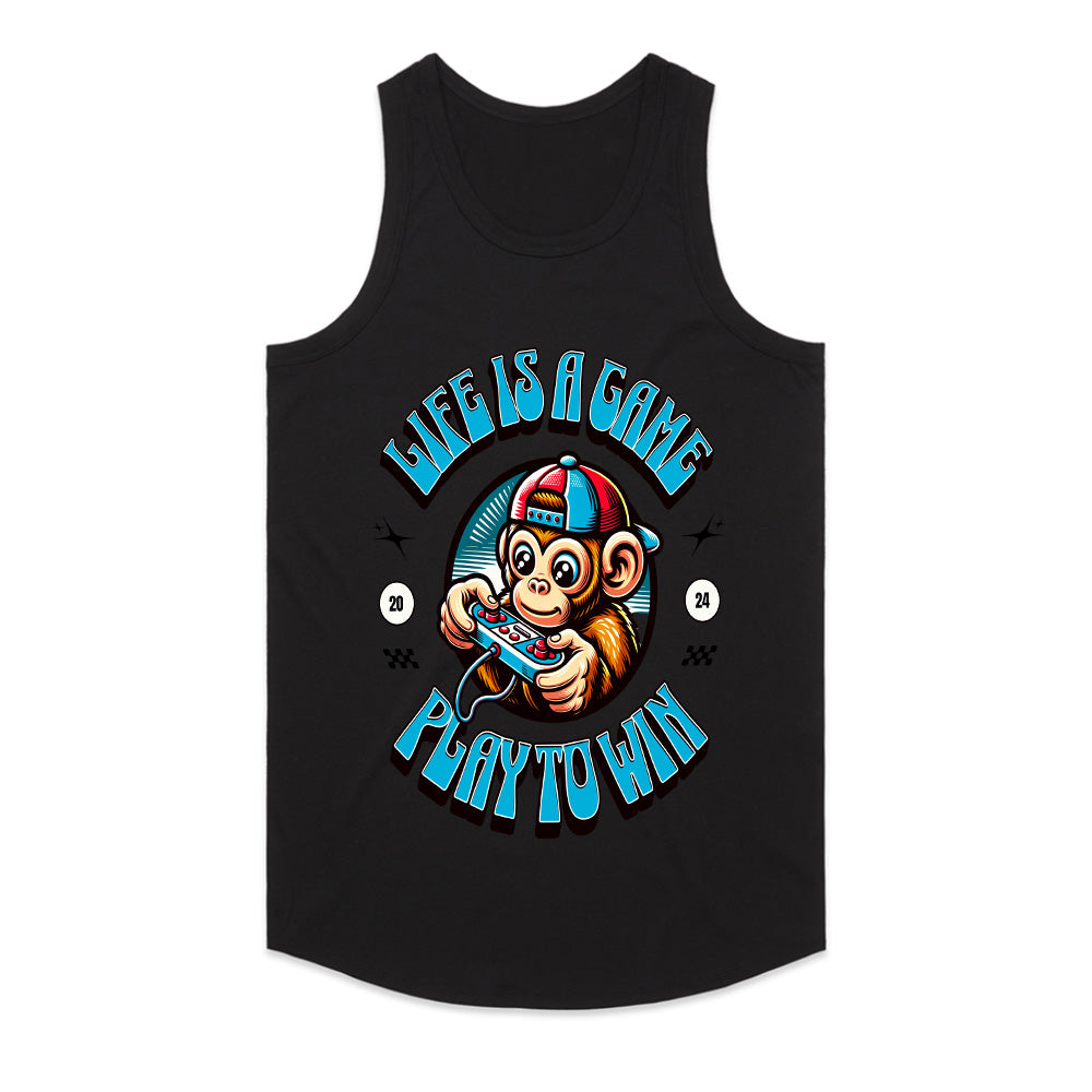 "Life Is a Game – Play to Win" Gamer Monkey T-Shirt