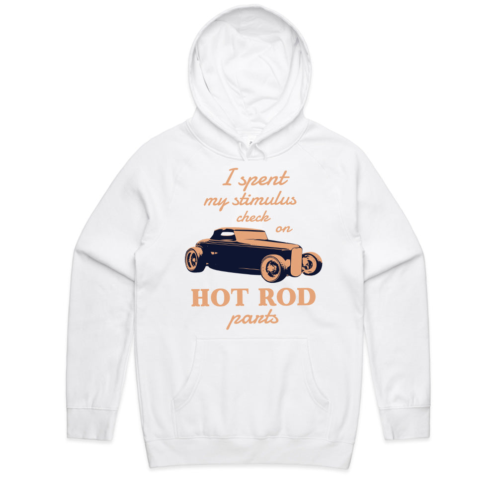 "I Spent My Stimulus Check on Hot Rod Parts" T-Shirt – Funny Classic Car Enthusiast Tee