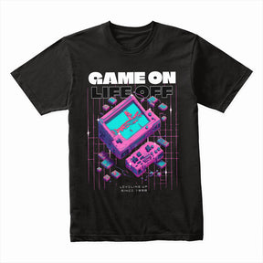 "Game On, Life Off – Retro Cyberpunk Gaming T-Shirt for Gamers"