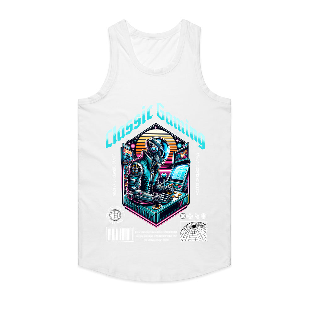 "Classic Gaming Cyberpunk T-Shirt – Futuristic Retro Arcade Design"