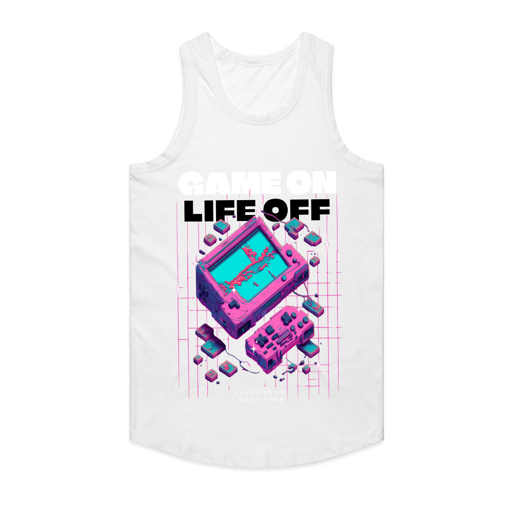 "Game On, Life Off – Retro Cyberpunk Gaming T-Shirt for Gamers"