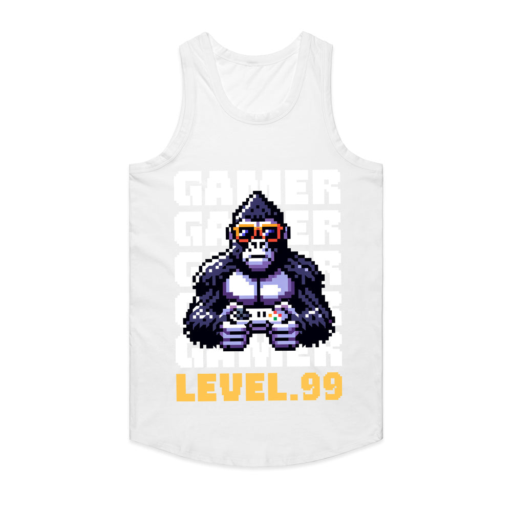 "Level 99 Gamer Gorilla – Pixel Art Retro Gaming T-Shirt"