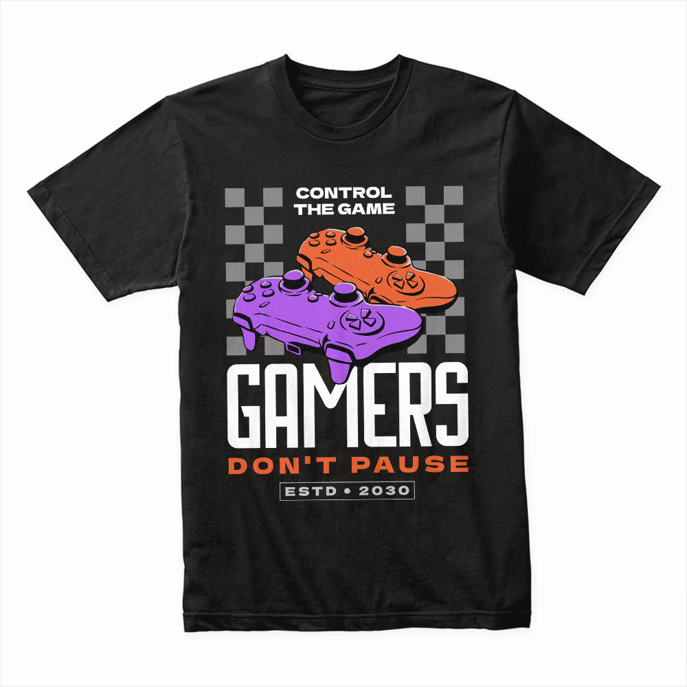 "Gamers Don't Pause" T-Shirt - Retro Controller Gaming Tee