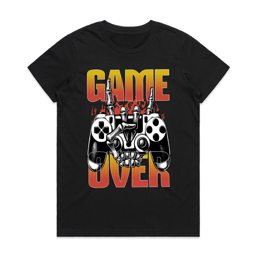 "Game Over" Skull Gamer T-Shirt - Hardcore Gaming Controller Design