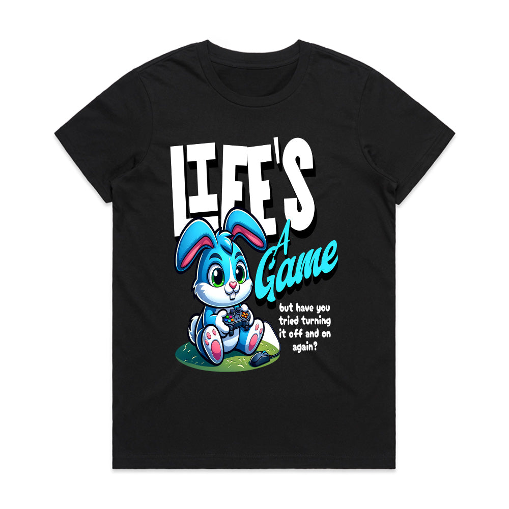 "Life’s A Game – Funny Gamer Bunny Graphic T-Shirt"