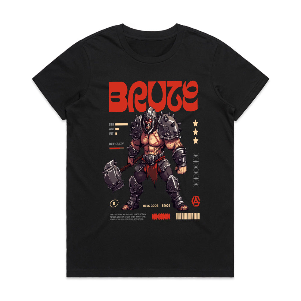 "BRUTE – Retro Pixel Warrior Gaming T-Shirt"