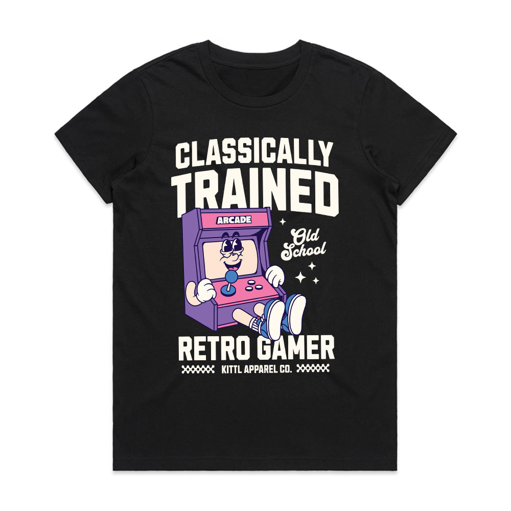 "Classically Trained Retro Gamer – Vintage Arcade T-Shirt"