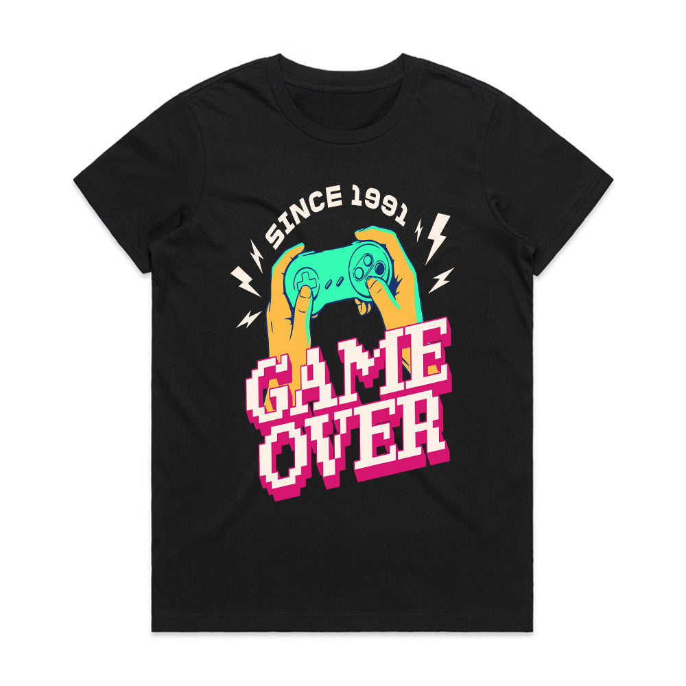 "Game Over Since 1991" Retro Gaming T-Shirt - Vintage Gamer Aesthetic