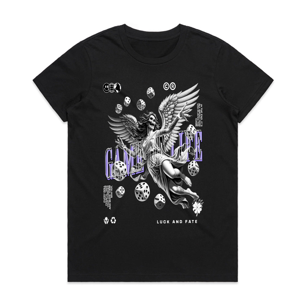"Game of Life – Gothic Angel & Dice Fate T-Shirt"