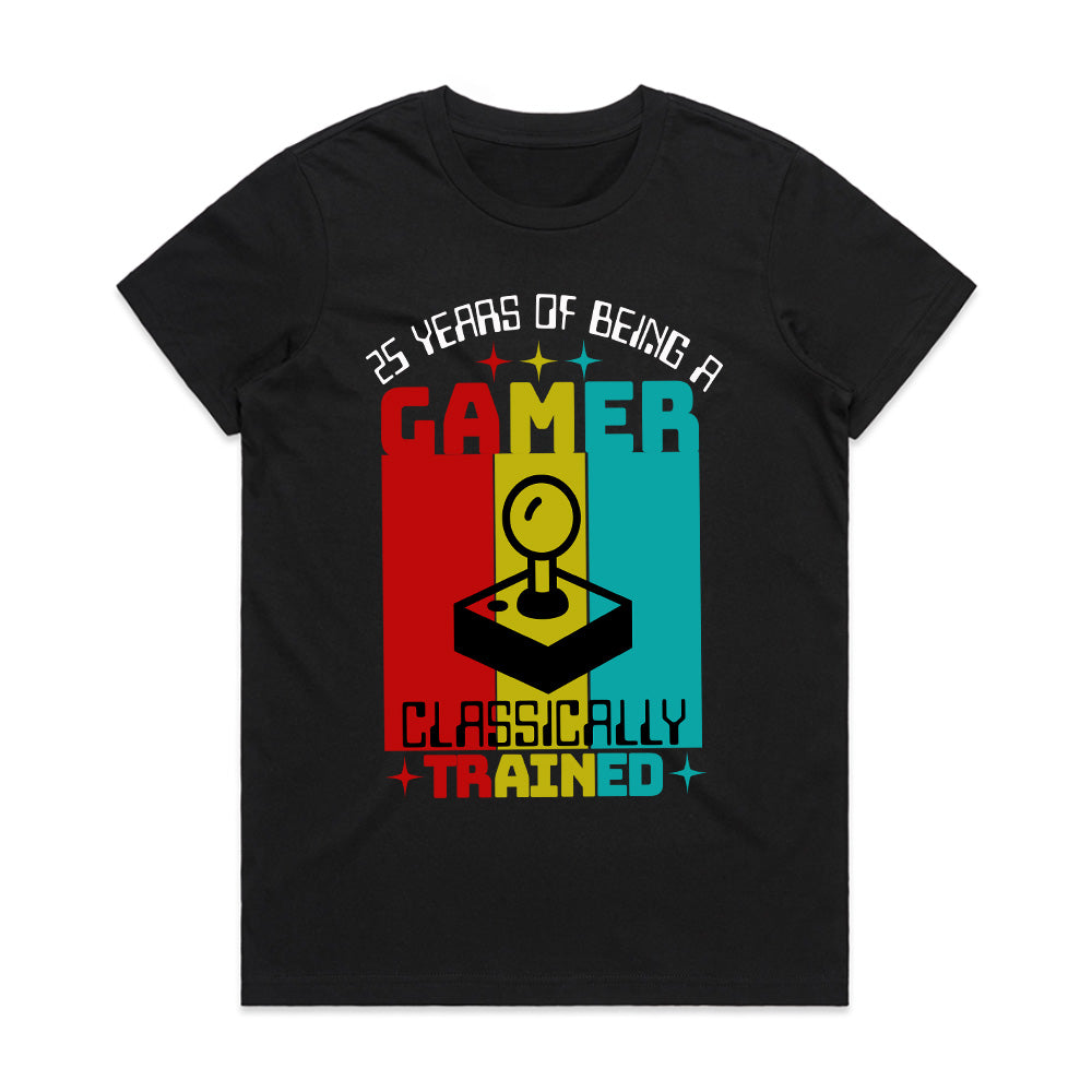 "25 Years of Being a Gamer" Classically Trained Retro Arcade T-Shirt