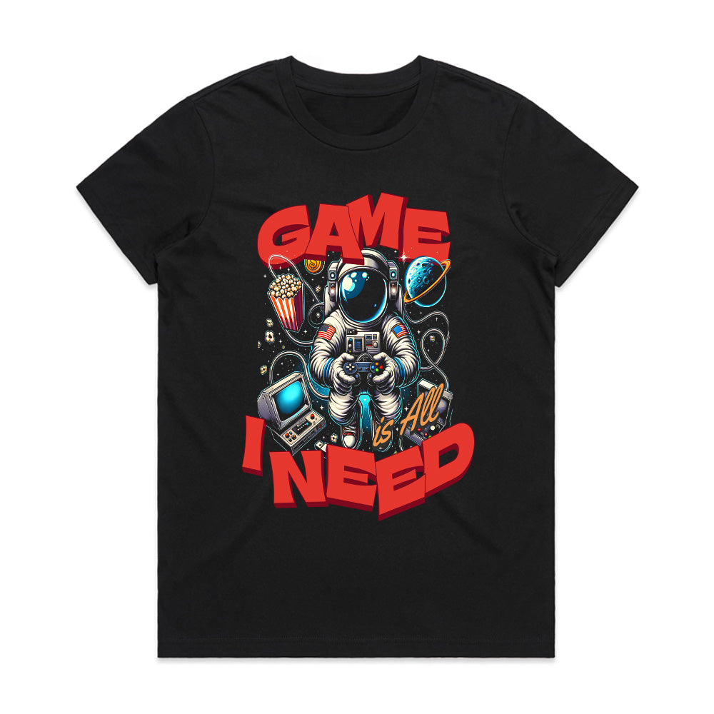 "Game Is All I Need – Astronaut Gamer T-Shirt for Space & Gaming Lovers"