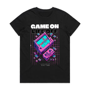 "Game On, Life Off – Retro Cyberpunk Gaming T-Shirt for Gamers"
