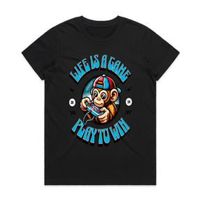 "Life Is a Game – Play to Win" Gamer Monkey T-Shirt