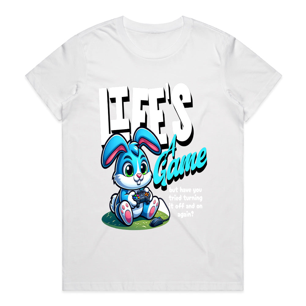 "Life’s A Game – Funny Gamer Bunny Graphic T-Shirt"