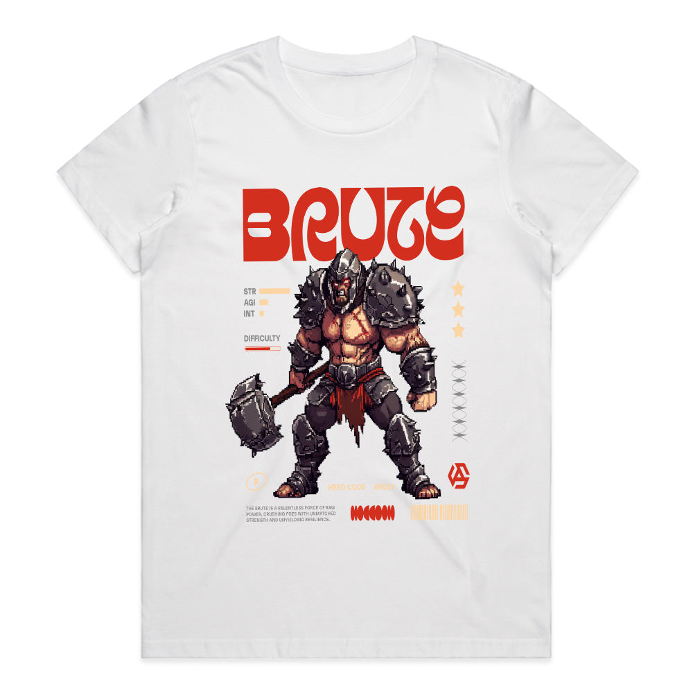 "BRUTE – Retro Pixel Warrior Gaming T-Shirt"
