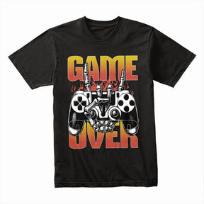 "Game Over" Skull Gamer T-Shirt - Hardcore Gaming Controller Design