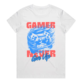 "Gamer Never Give Up" Motivational Gaming T-Shirt – Ultimate Gamer Spirit Tee